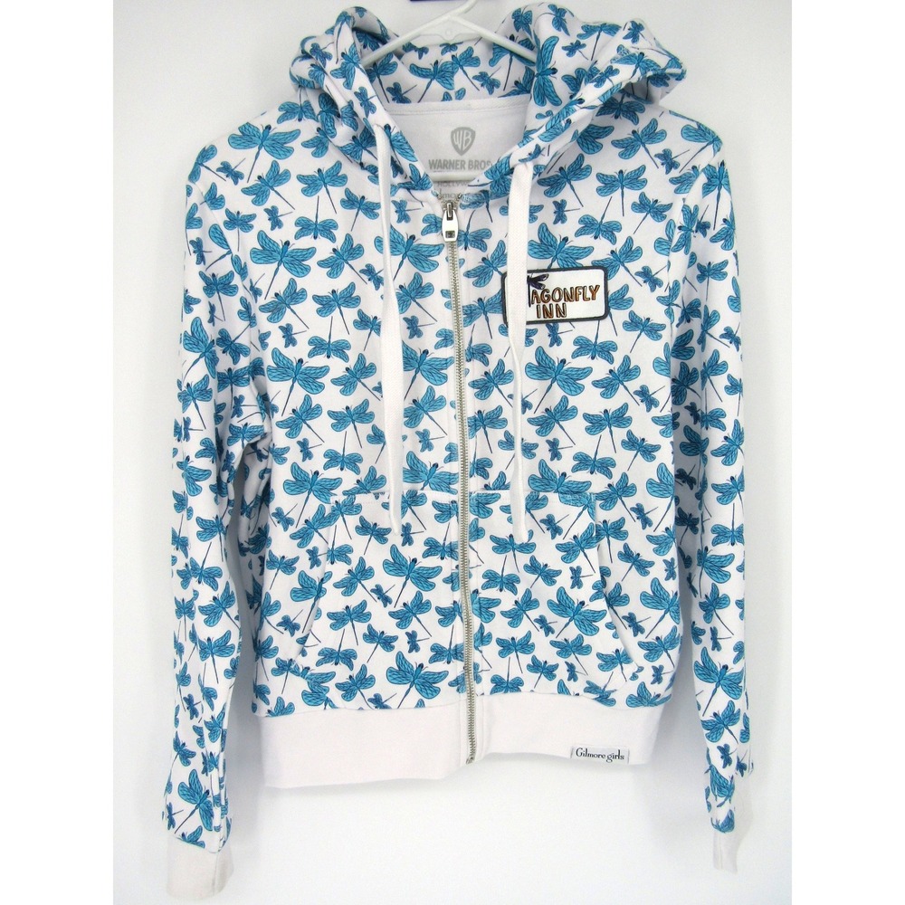 Warner Bros Gilmore Girls Hoodie Small White Dragonfly Inn Zip Up Sportiqe